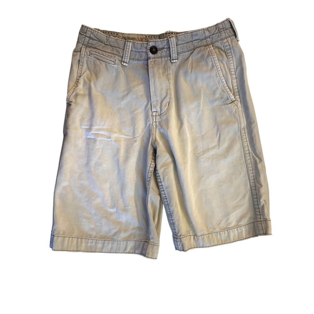 American Eagle Outfitters Longer Length Khaki Shorts Flat Front Chino Size 30